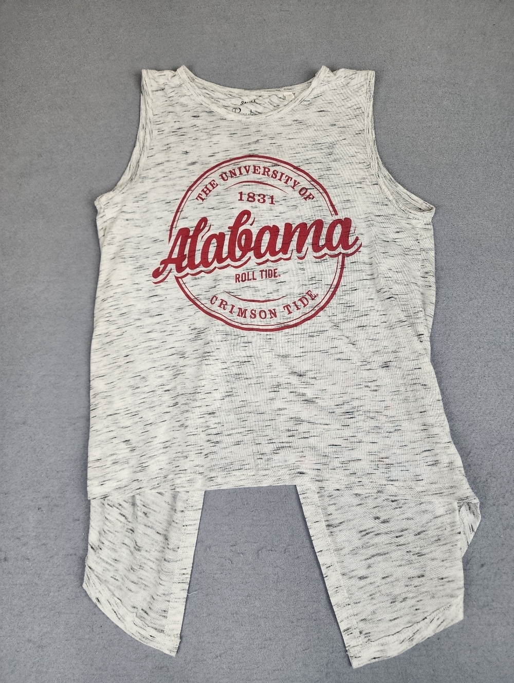 University of Alabama Crimson Tide White & Crimson Tank Top  Small Asymmetrical